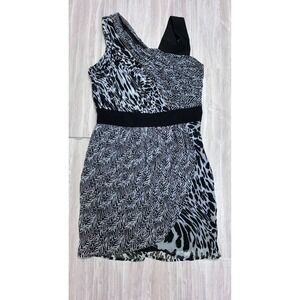 ALLEN B BY ALLEN SCHWARTZ Womens One Shoulder Mixed Animal Print Dress Size 10